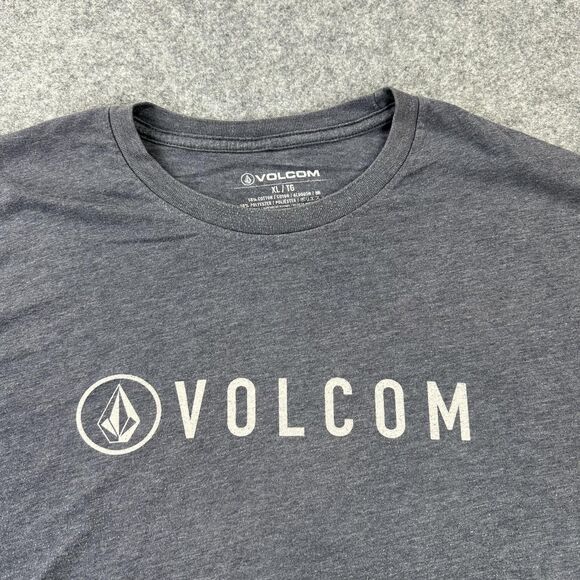 Volcom Shirt Mens XL Gray Logo Graphic Short Sleeve Cotton Blend Tee Casual - Picture 2 of 7